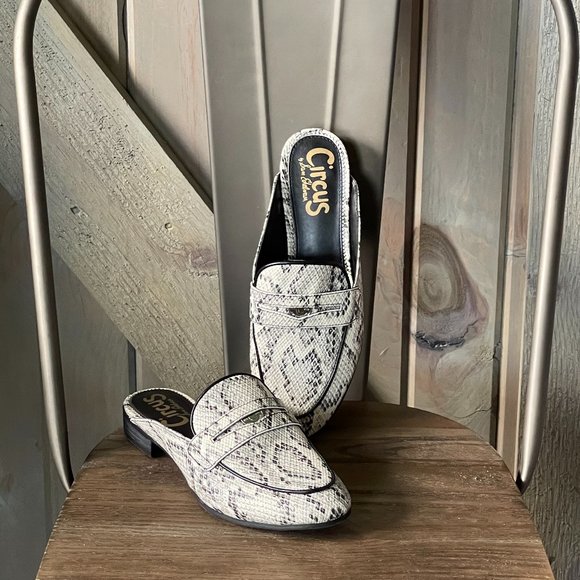 Women's Snakeprint Penny Loafer Mule Slip-on Flats - Picture 2 of 4